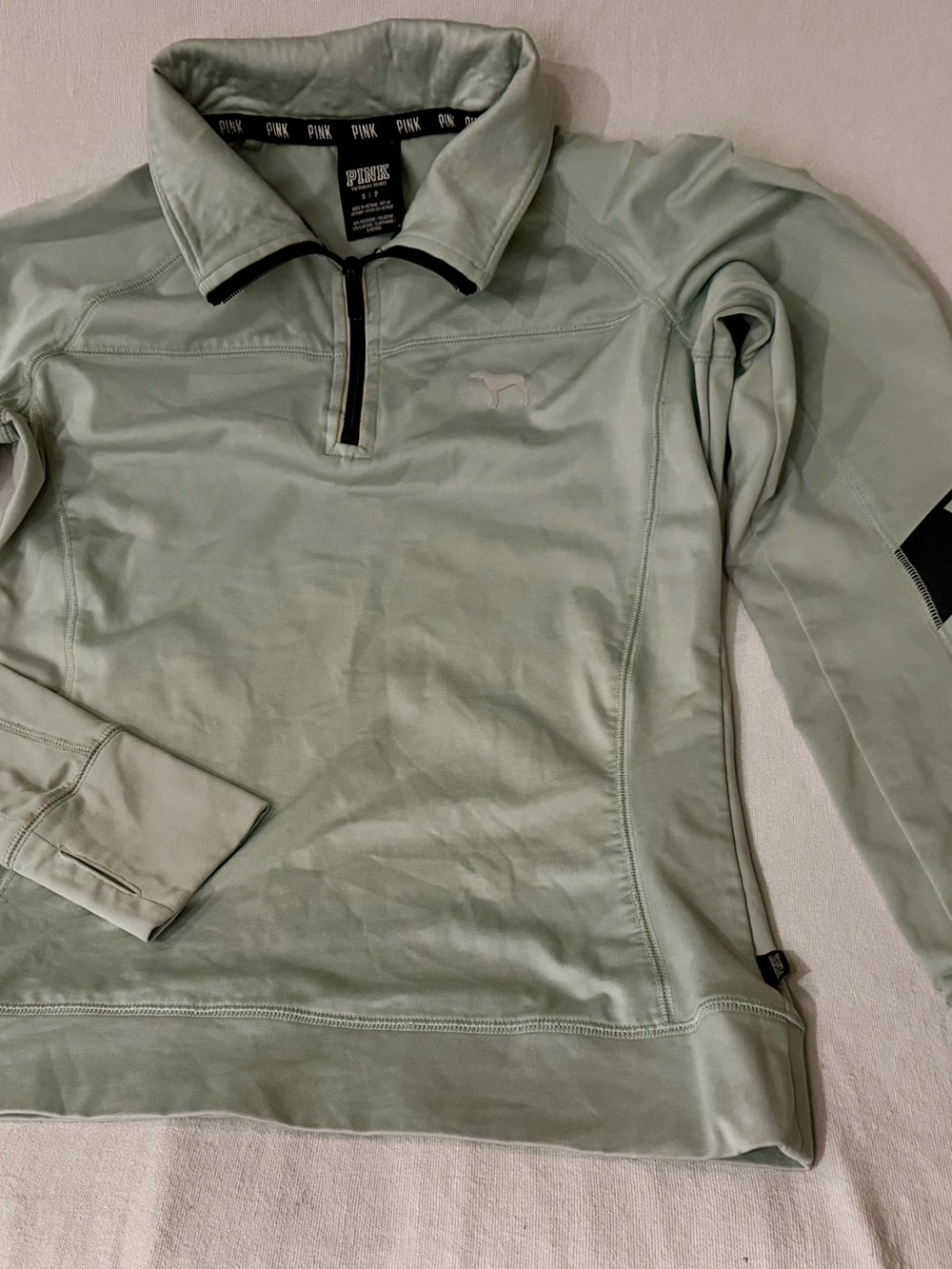 Victoria's Secret PINK Ultimate Quarter-Zip Pullover Sage Green S